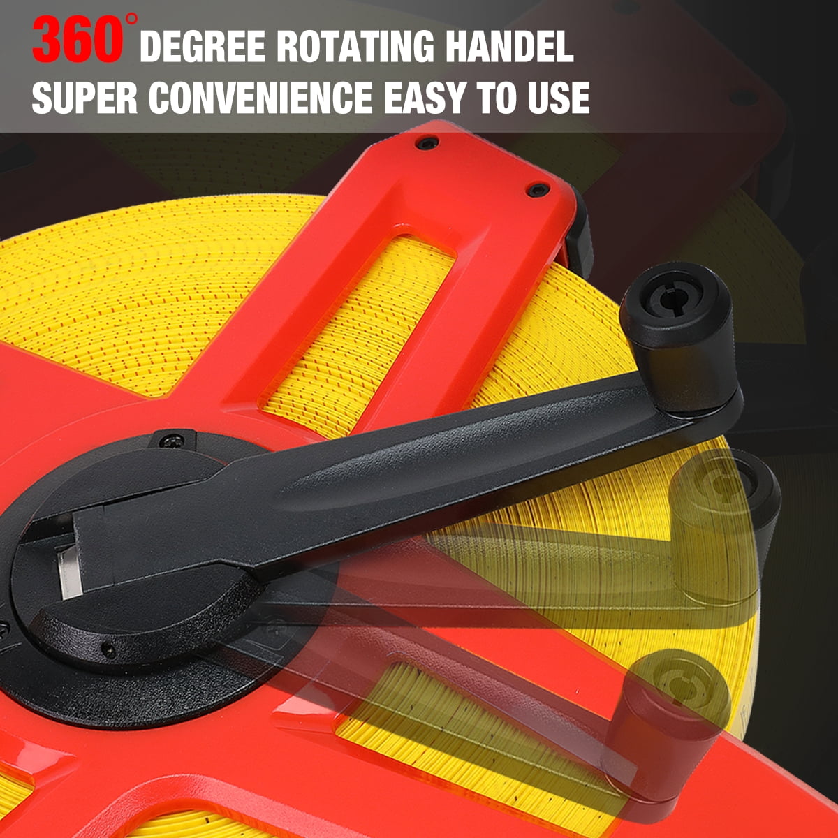 Contractor-Grade Open Reel Fiberglass Measuring Tape, Distance Measurement Tool Kit, [1] 1/2" / 330 Ft Reel, Orange/Y... - Image 5
