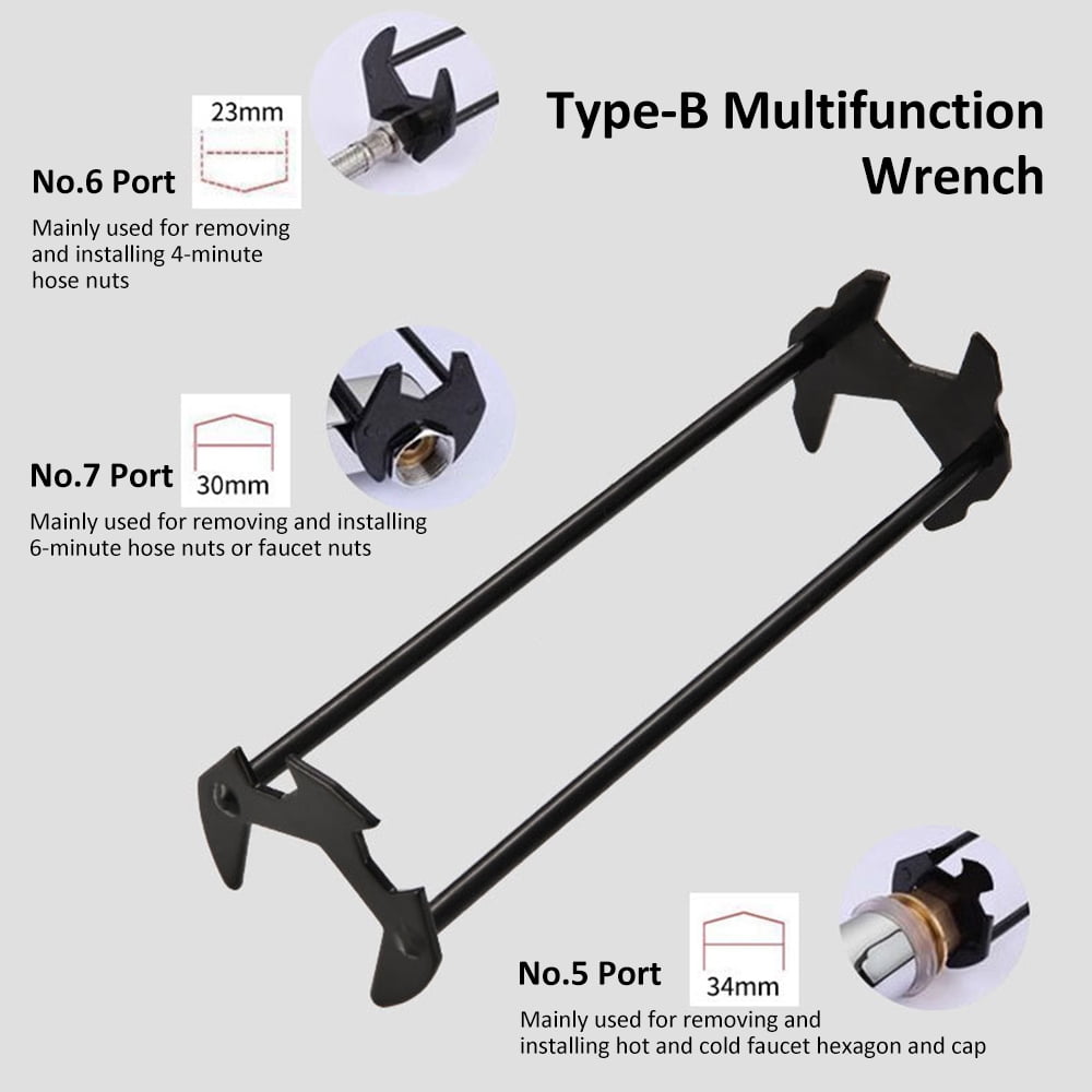 Set Under Sink Wrench Plumbers Wrench 7 Sizes Under Sink Wrench Faucet Tool Universal - Image 3