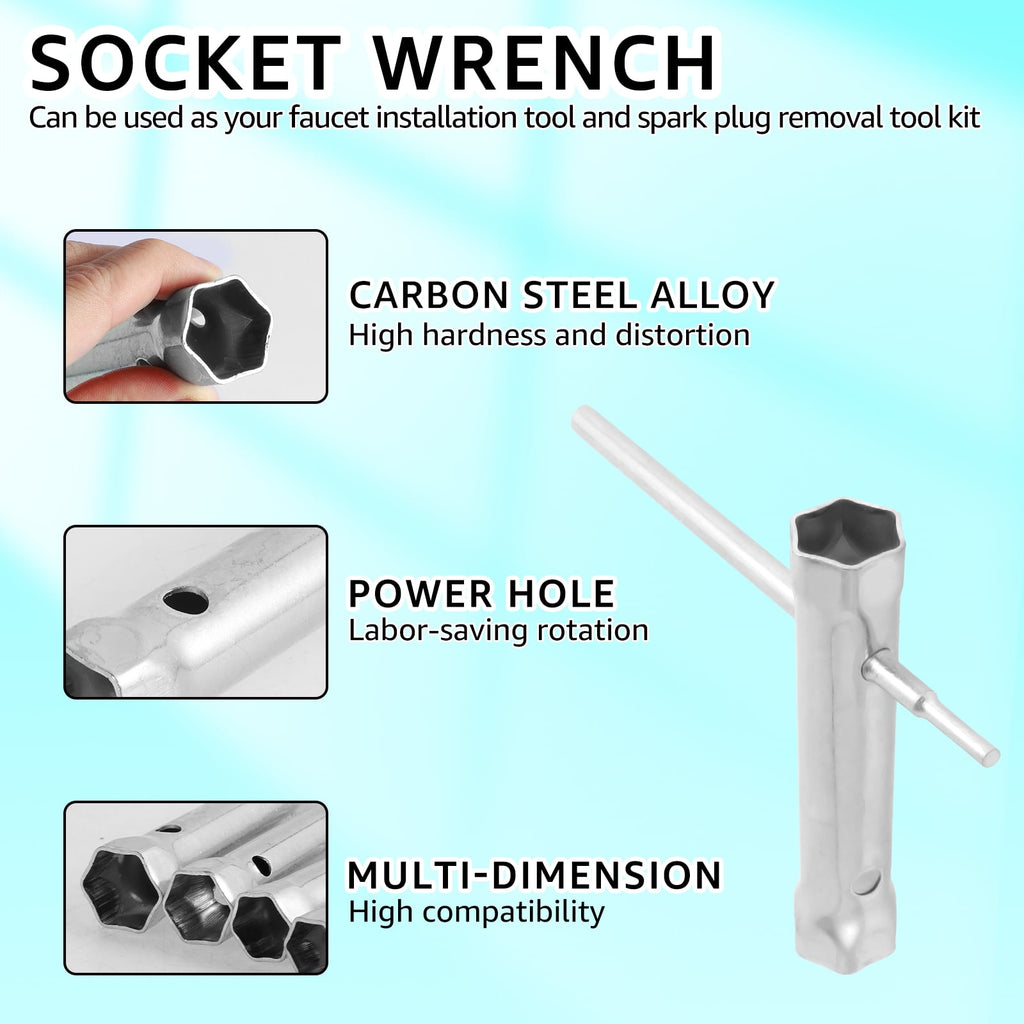 10pcs Shower Valve Socket Wrench Set Remover Carbon Steel Plumber Double-Ended Tubular Spanner Set Extended Spark Ins... - Image 4