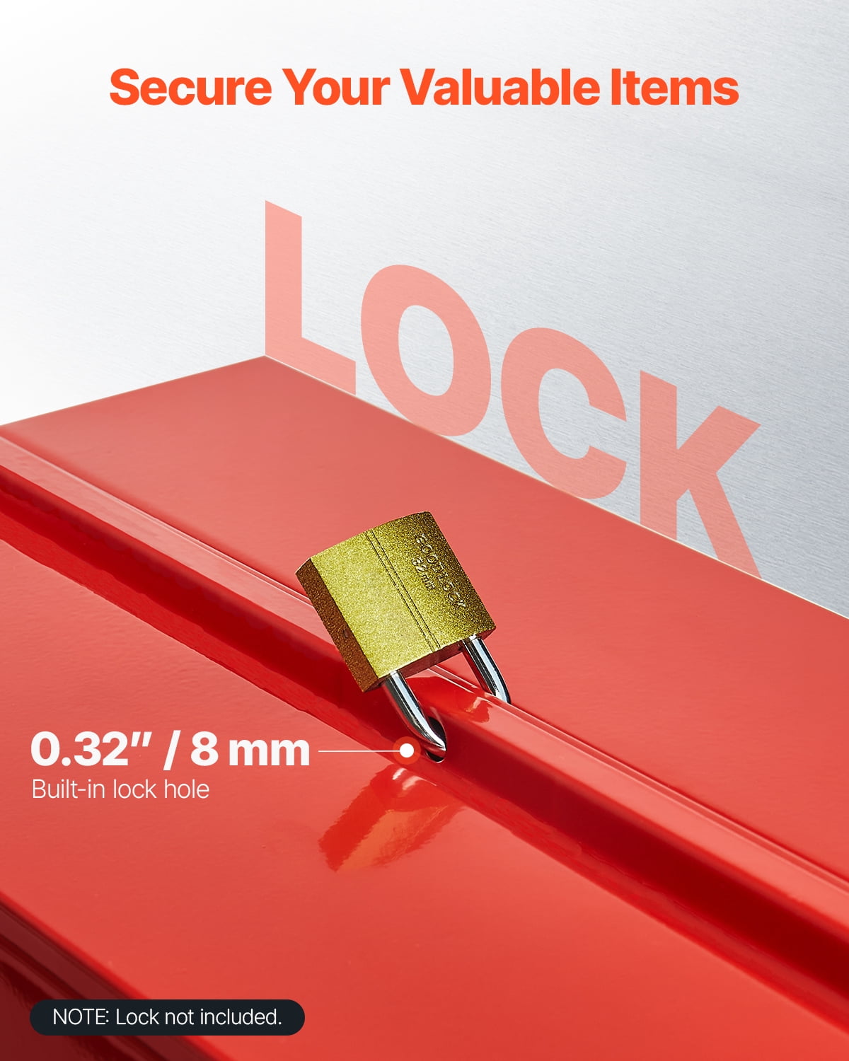 Metal Tool Box, 18-inch, 3-Tier 5-Tray Portable Folding Tool Chest Organizer with Handle & Lock Hole, Powder Coated S... - Image 3