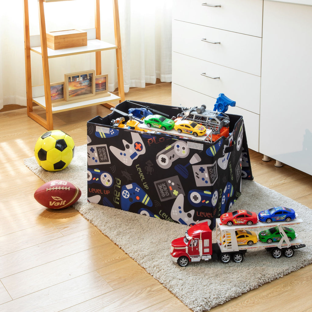 Kids Butterfly Pattern Collapsible Toy Storage Trunk, 24 in x 14.8 in x 15 in