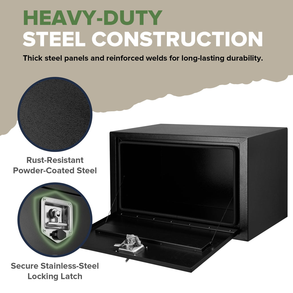 30 x 14 x 16 Inch Steel Underbody Truck Tool Box, Heavy Duty Waterproof Metal Square Storage Chest with Lock & Keys f... - Image 6