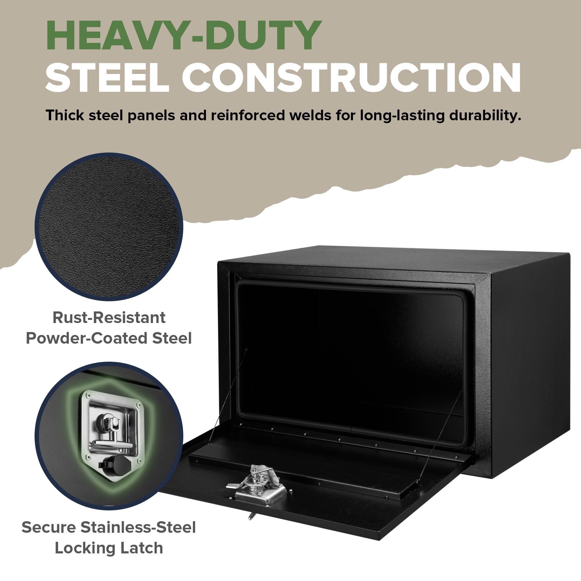 30 x 14 x 16 Inch Steel Underbody Truck Tool Box, Heavy Duty Waterproof Metal Square Storage Chest with Lock & Keys f... - Image 6