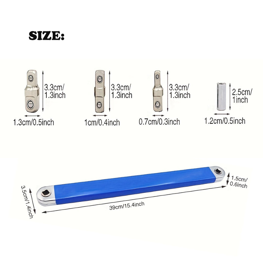 wrench, Tight Reach Wrench Set, with 1/2", 1/4" and 3/8" Square Drive Adapters, Universal s Wrench 1Set - Image 4