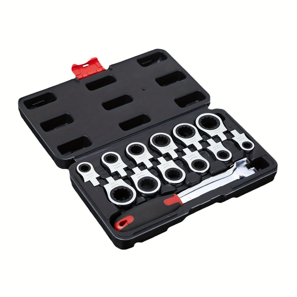 12 in 1 Exchangeable RatchetWrench Metric & SAE 8-19mm Flex Head Combination Wrench Sets for Auto, Mechanic Tools for Men Gifts - Image 4