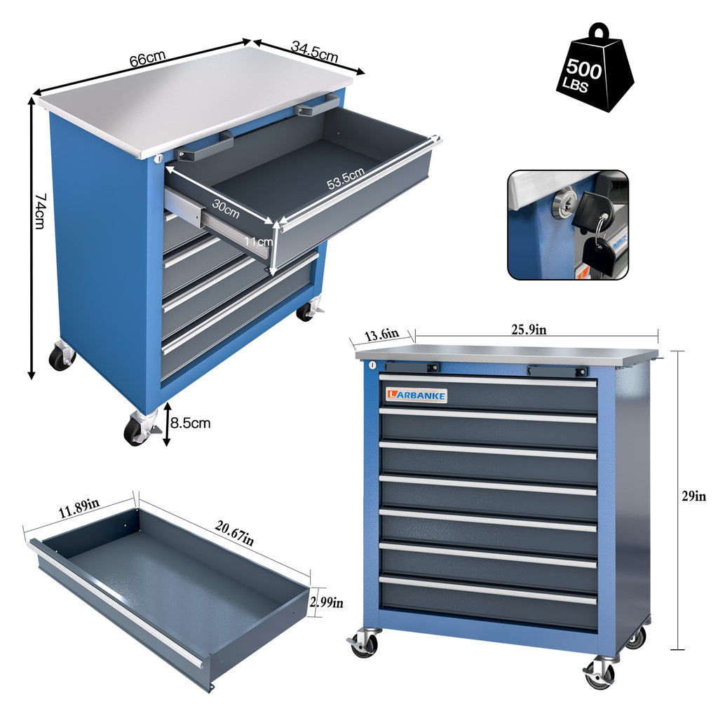 Cabinet,7 Drawer Chest and 5 Drawer Chest for Cected Use,Rolling Chest with 360 Brake Wheels and Padded Feet - Image 2