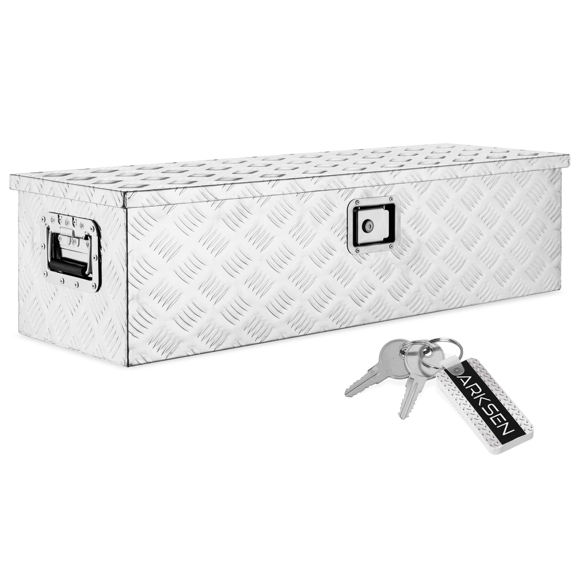 39" Aluminum Bar Tread Tool Box Chest Box Pick Up Truck Bed RV Trailer Toolbox Storage With Side Handle And Lock Keys...