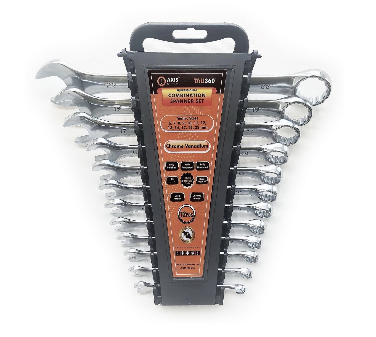 AXIS TAU360 CR-V Metric Combination Wrench Set 6-22mm-12 Pieces