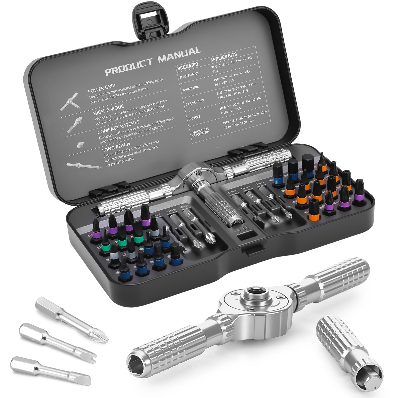 42 in 1 Magnetic Screwdriver Set, Ratcheting Screwdriver Set, Multi Bit Screwdriver Kit, Allen Wrench Ratchet Kit, De...