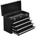 Tool Box, 20 in Steel 4-Drawer Toolbox with Automatic Lock System for Garage, Black