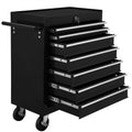 Aukfa Tool Box, 24.5 in 7-Drawer Steel Rolling Tool Chest on Wheels for Workshop Garage, Black