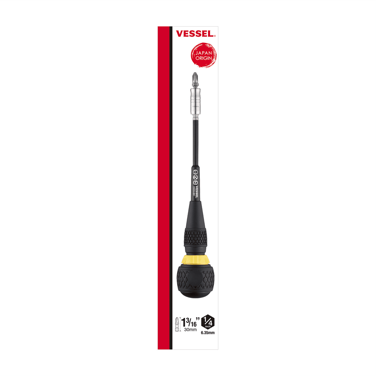 Vessel Tools BALL GRIP Ratchet Interchangeable Screwdriver with 10 PC. Bit Set