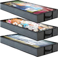 Underbed Storage Bag 90L, 3 Large Bins with Reinforced Handles Containers, Visible Clothes Storage Bags for Blanket Pillow Quilts, Closet Organizers