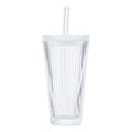 Better Homes &amp; Gardens Glass 21oz Tumbler Ribbed with Glass Lid and Straw