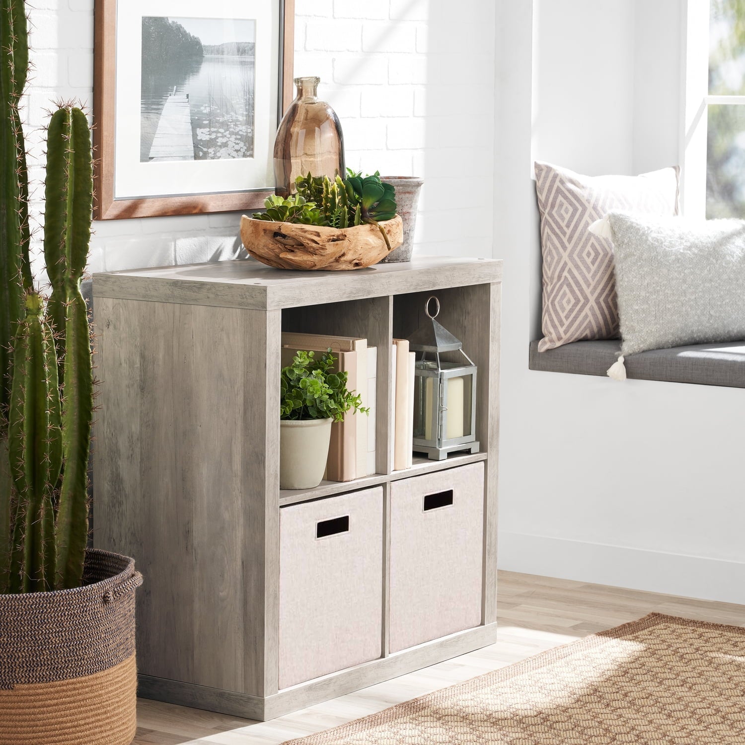 Better Homes &amp; Gardens 4 Cube Storage Organizer, White Texture