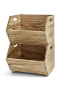 Better Homes &amp; Gardens 2-Piece Set Natural Wood Stacking Open Front Decorative Storage Bins, 11 in x 16.5 in x 10 in