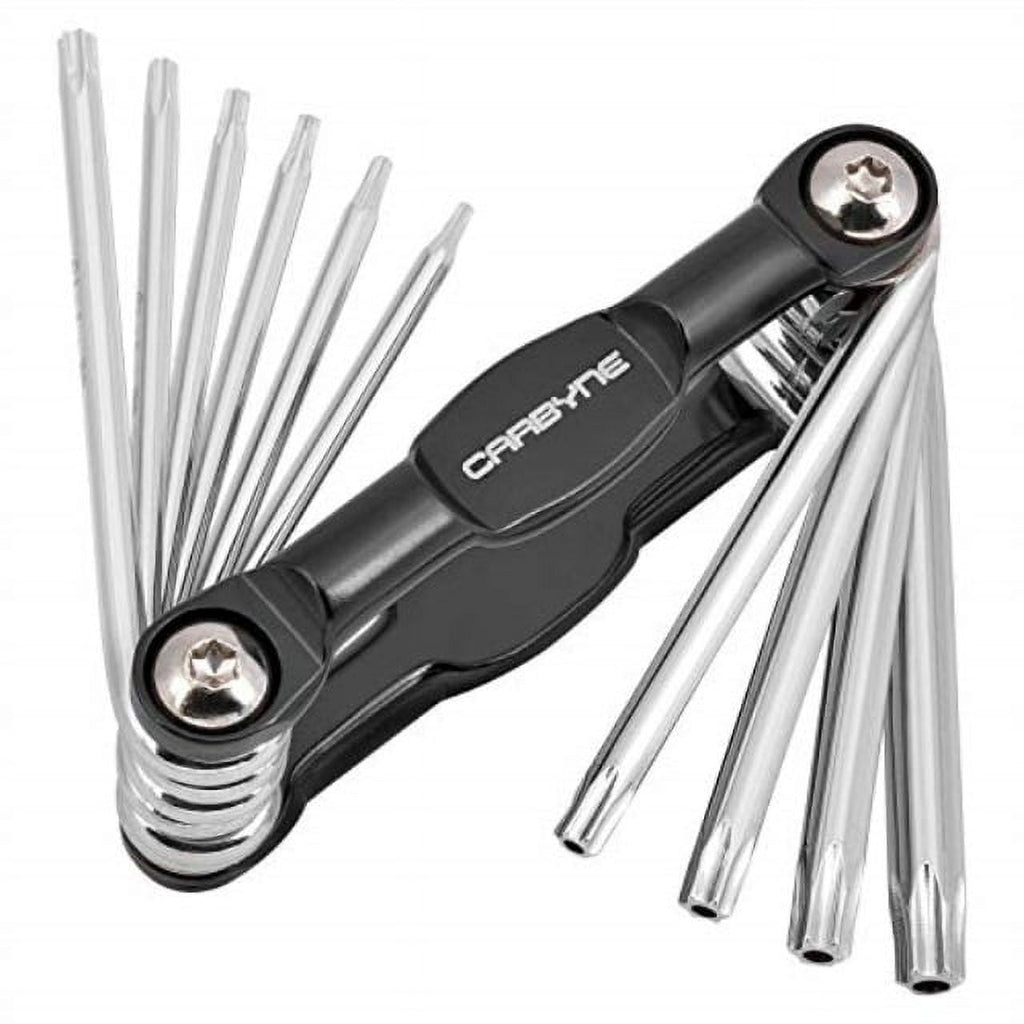 CARBYNE 10 Piece Folding Tamper Star Wrench Set, T-6 to T-30 Star/Torx Sizes, S2 Steel, Drilled Chamfered Security Tips, Durable Chrome Fini