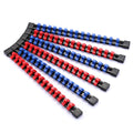 CASOMAN 12-Piece ABS Socket Organizer Set, Socket Holder Rail with 174 Clips, 1/4" 3/8" 1/2" Drive, Blue Red Black for Tool Box & Drawer Sto