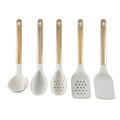 5-Piece Stainless Steel &amp; Silicone Utensil Set – &amp; Nonstick Safe
