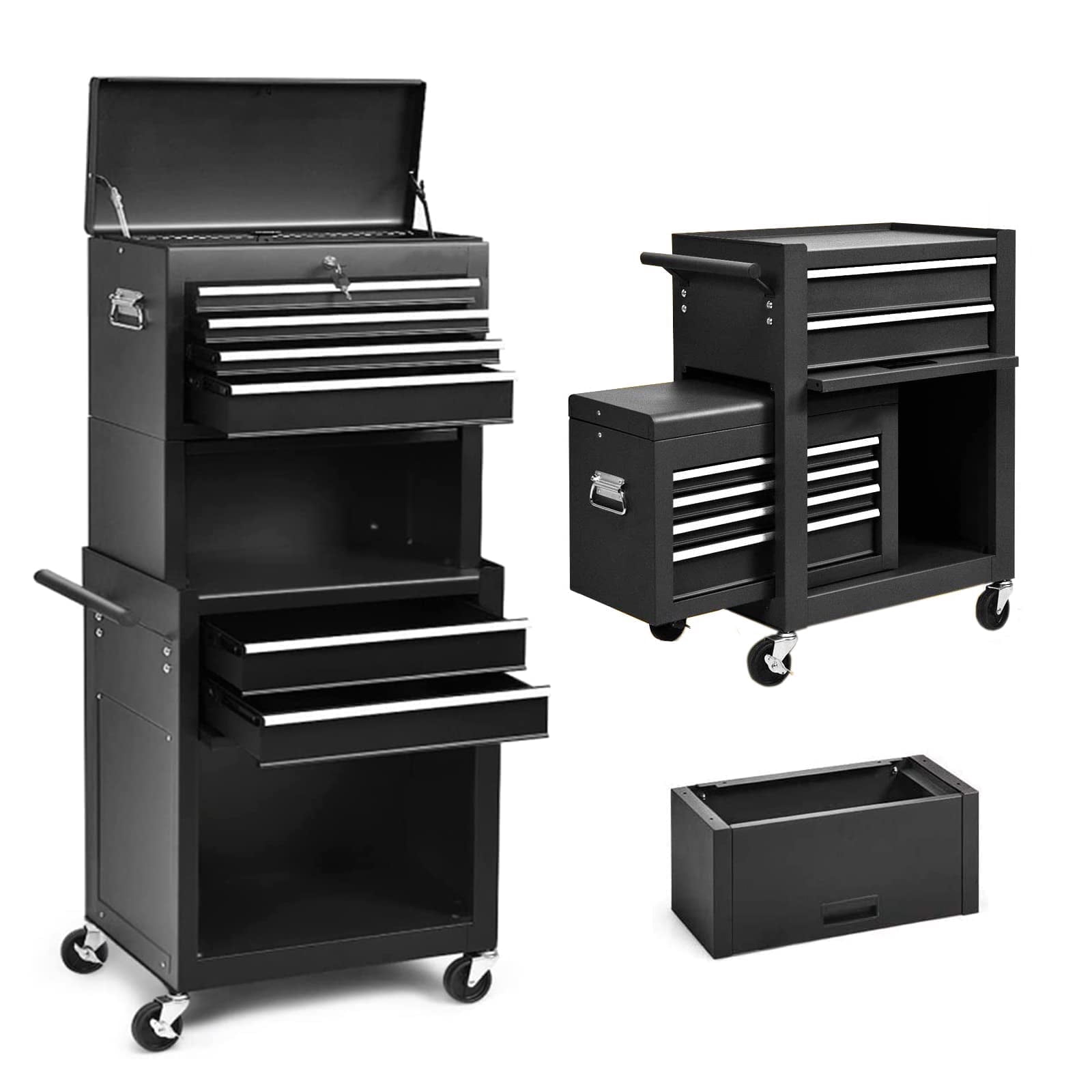 NIGSQJB 3-In-1 Tool Chest on Wheels with 6 Drawers, 52"H Tool Storage Cabinet with Auto Locking System,Detachable Top,Tool Box Organizer for
