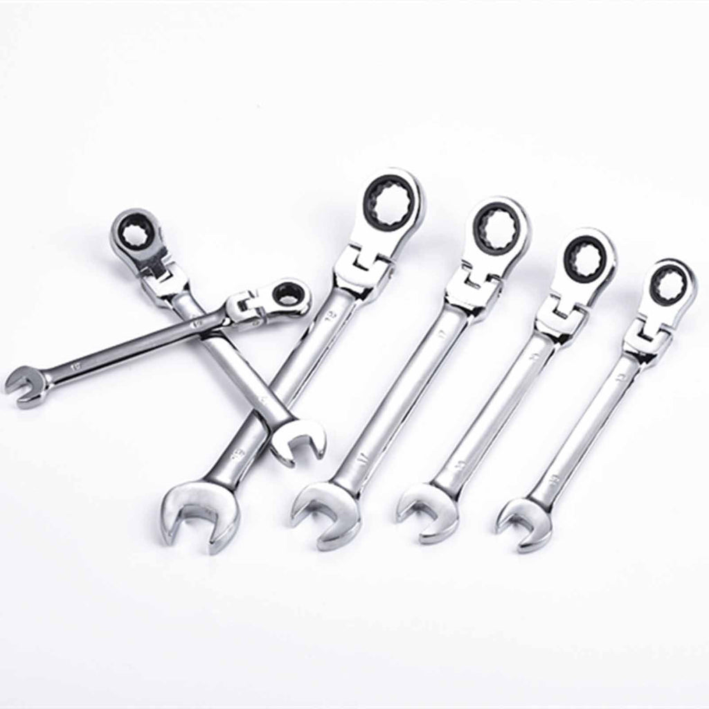 8-19mm Flexible Adjustable Head Gear Ring Ratchet Action Wrench Spanner Set 8-19Mm 72 Tooth for Vehicle Maintenance