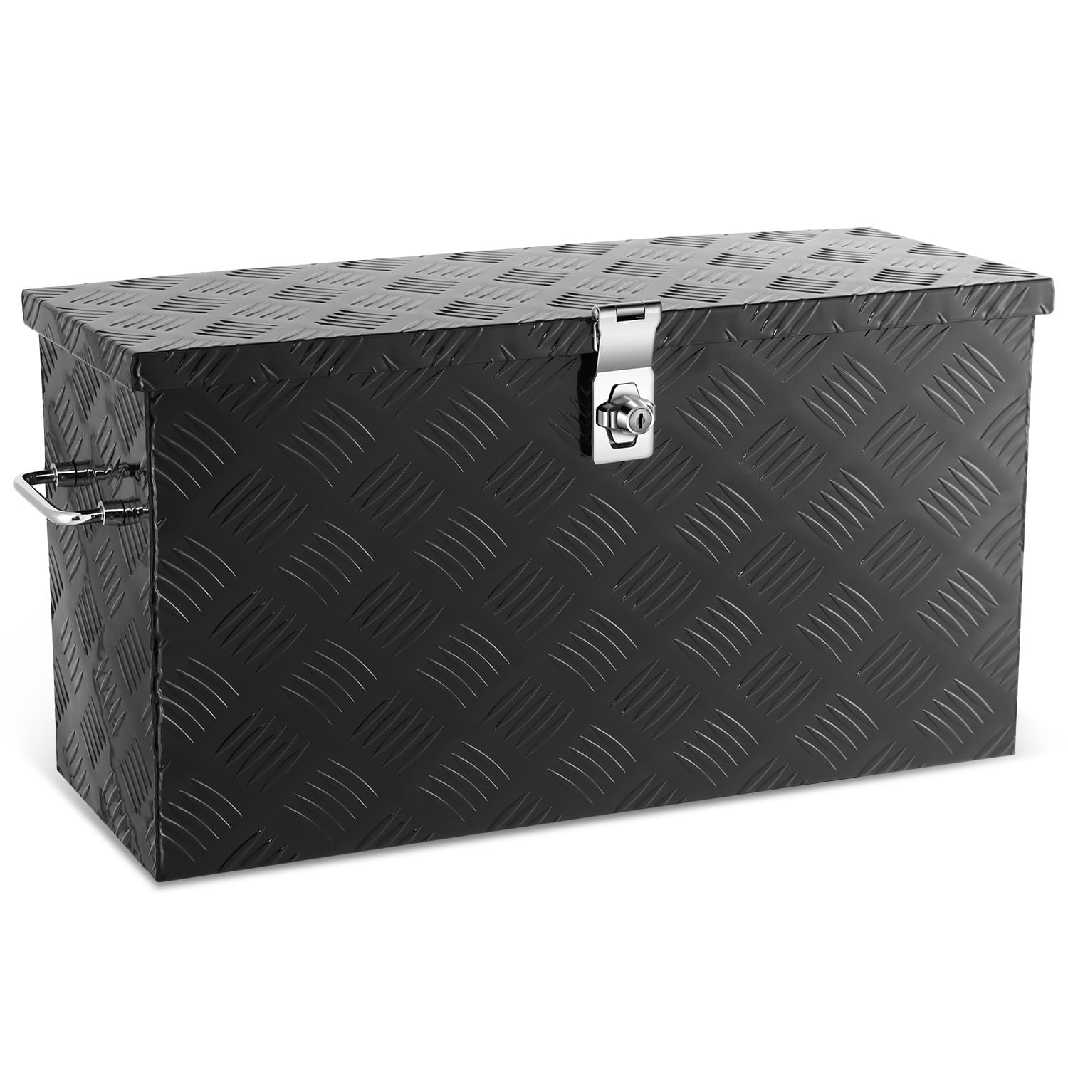 27.2"x9.4"x12.6" Aluminum Pickup Truck Trailer Trunk Bed Tool Storage Box w/ Handle Black