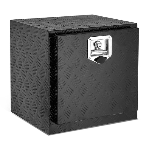 18" 17.7"x18" Aluminum Tool Box Pickup Truck Bed RV Trailer Storage w/Lock & Key Black