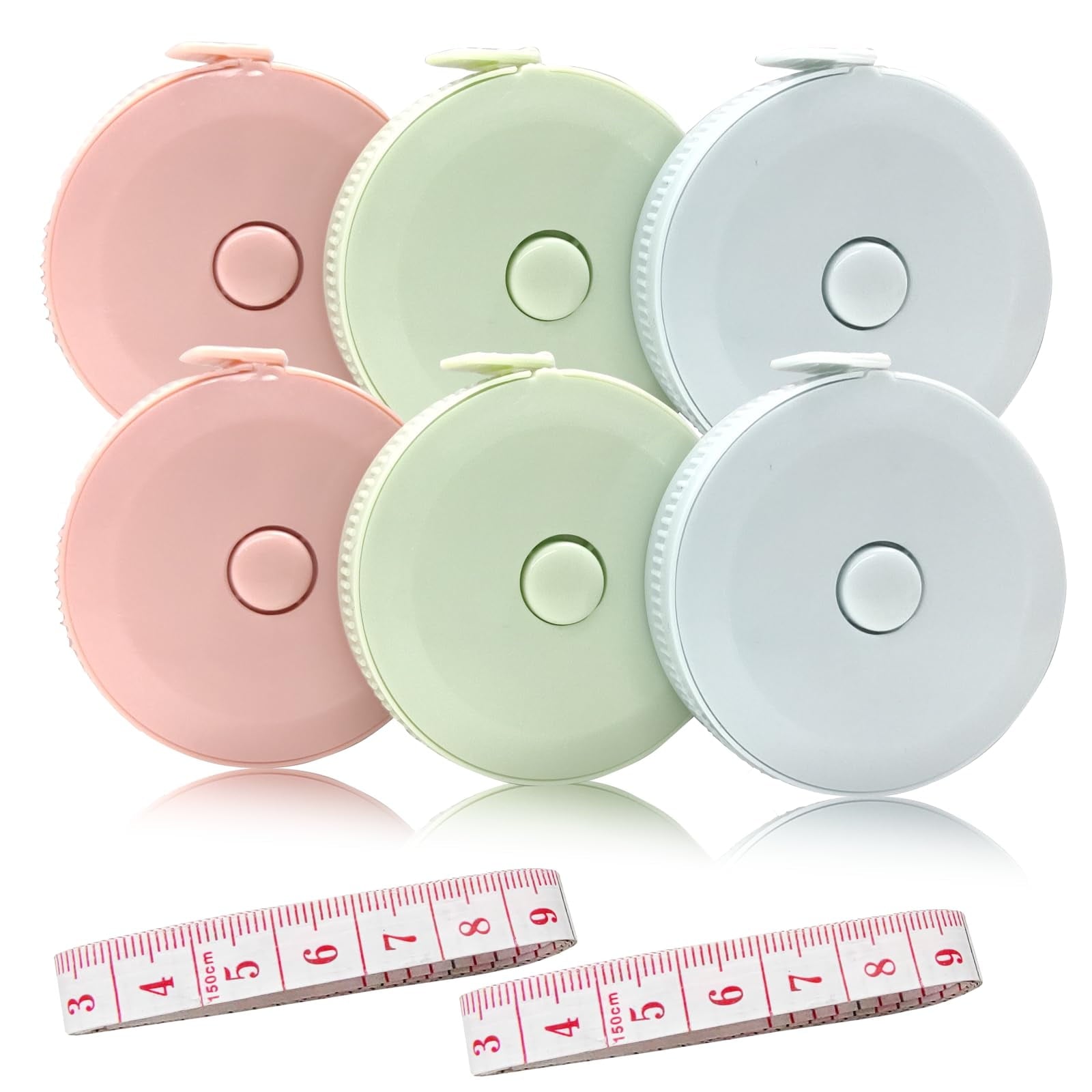 6 PC Retractable Tape Measure + Soft Measuring Tape for Body Measurements(60-Inch), Premium Sewing Tape Double Scale ...