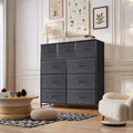 Dresser, Storage Organizer with 9 Drawers for Bedroom, Chest of Drawer with Fabric Bin, Sturdy Metal Frame, Wood Top for Closet, Nursery,Black