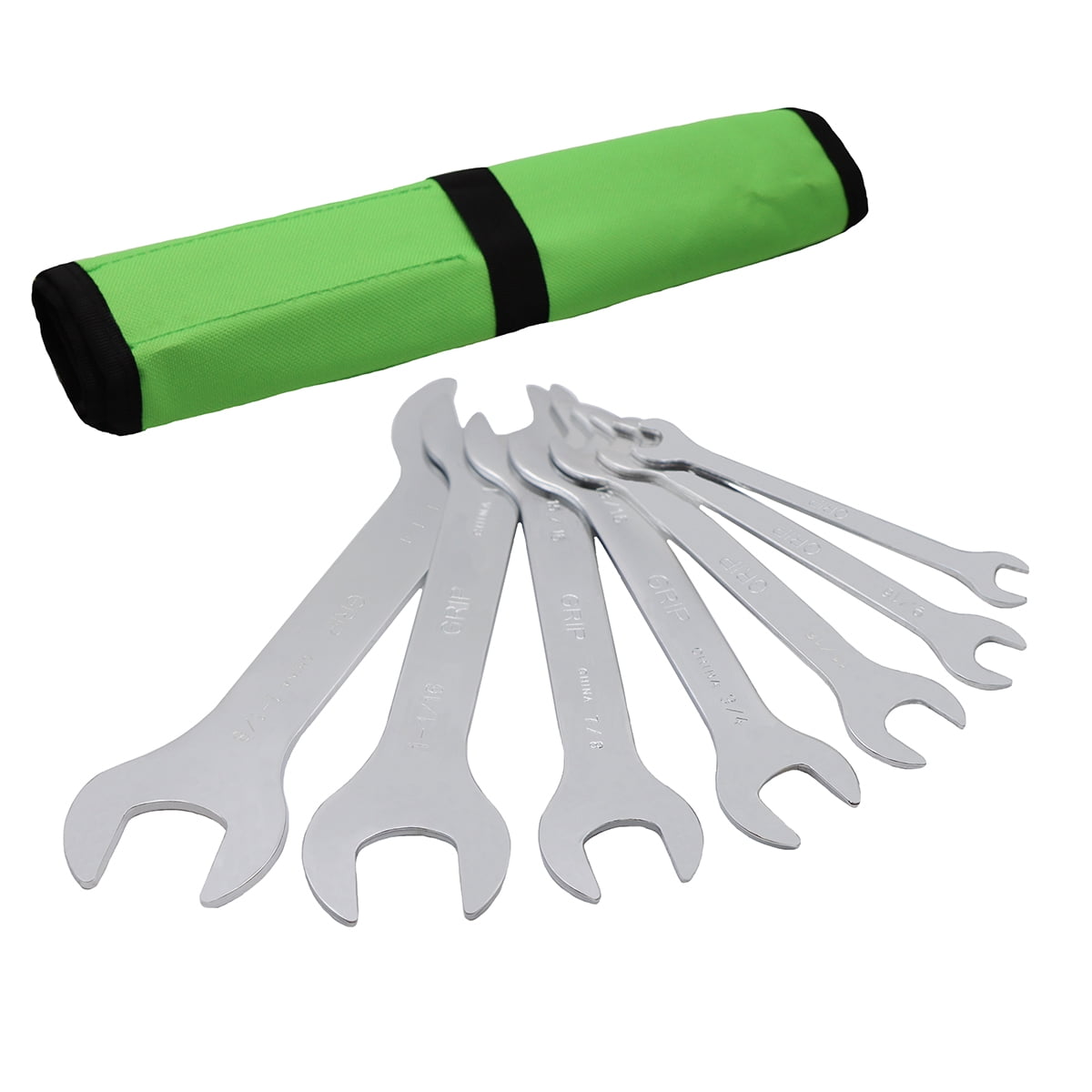 7 pc Super Thin Open End Wrench Set - Sizes: 3/8 x 7/16in, 1/2 x 9/16in, 5/8 x 11/16in, 3/4 x 13/16in, 7/8 x 15/16in,...
