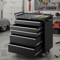 Metal Tool Box, Portable Tool Chest with Wheels and 5 Drawers for Garage, Workshop, Black