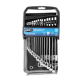 15-Piece Metric Combination Wrench Set with Tool Pouch, Chrome Finish, Sizes 8-22mm