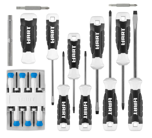 20-Piece Magnetic Screwdriver Set with Various Bits and Zipper Pouch 3", 4", 6" Screwdrivers