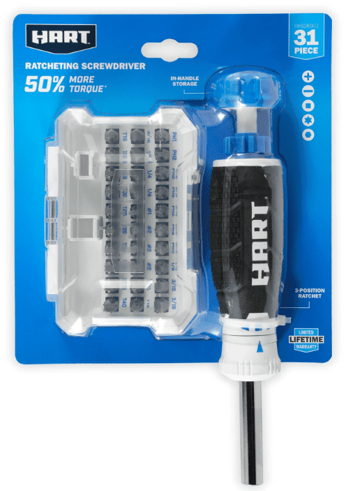 31-Piece Ratcheting Screwdriver Set with 3-Position Ratchet Mechanism