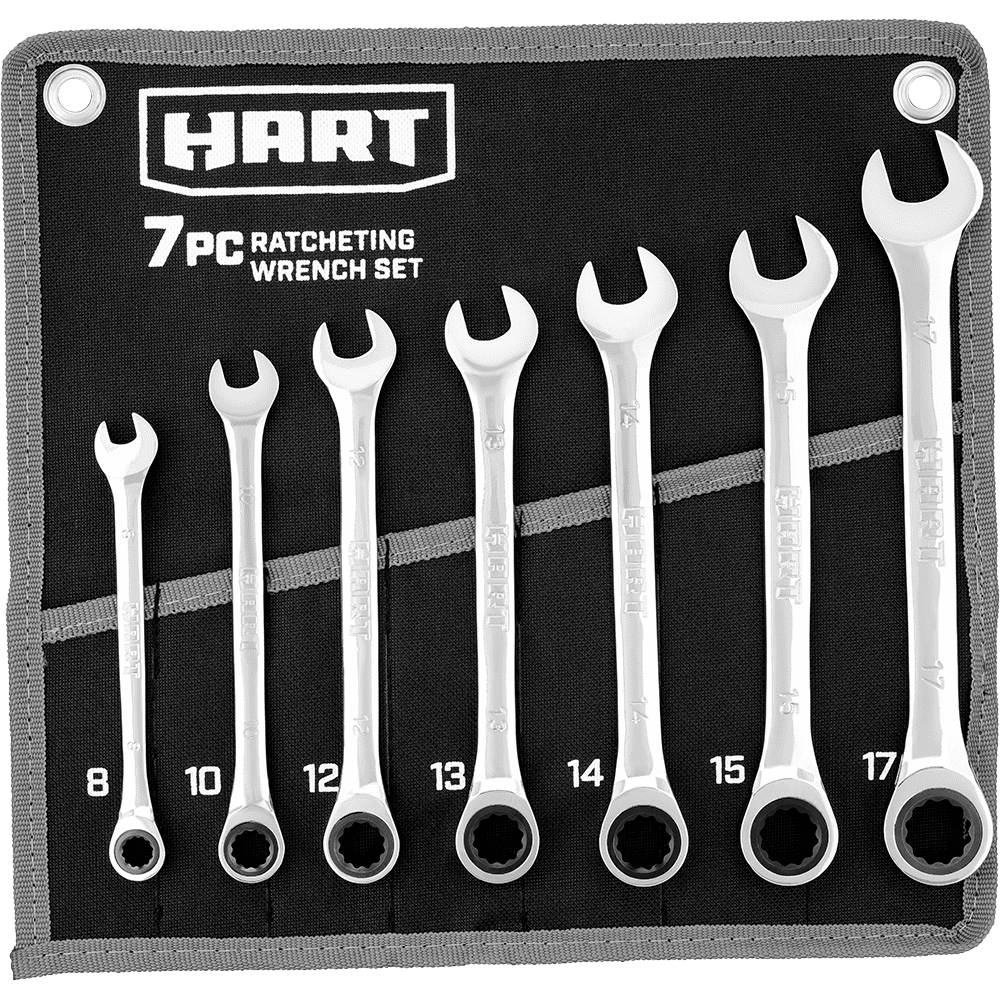 7-Piece MM Ratcheting Wrench Set with Tool Pouch, Chrome Vanadium