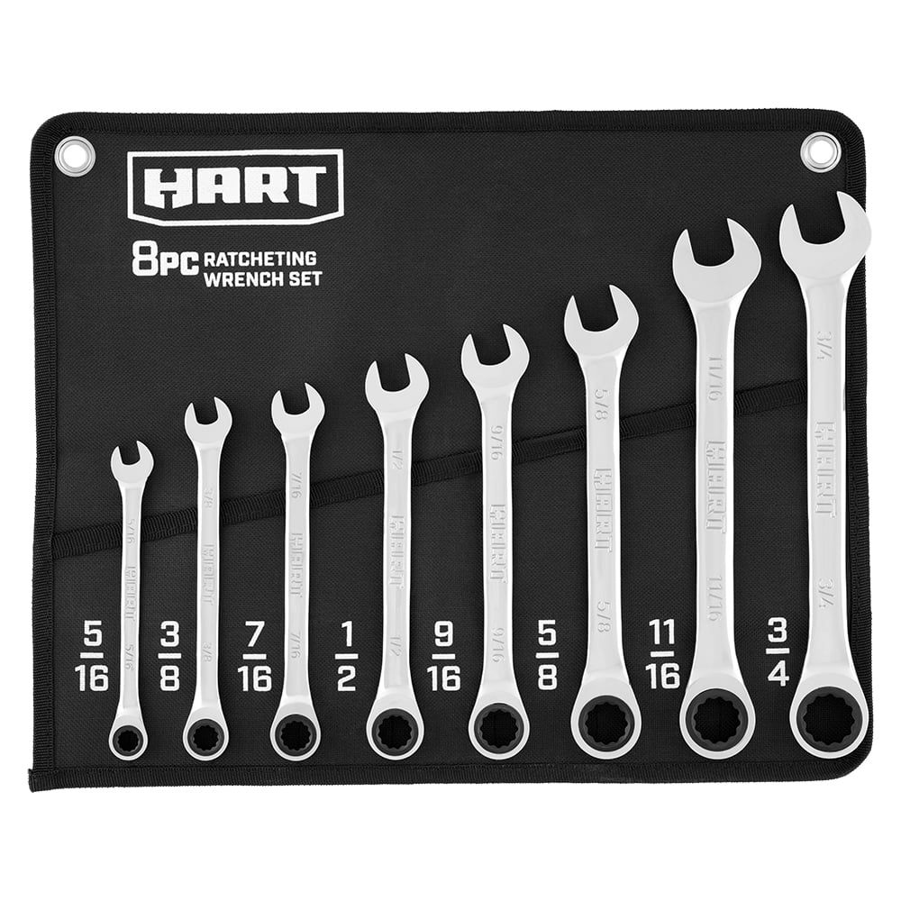 8-Piece SAE Ratcheting Wrench Set with Tool Pouch, Chrome Vanadium