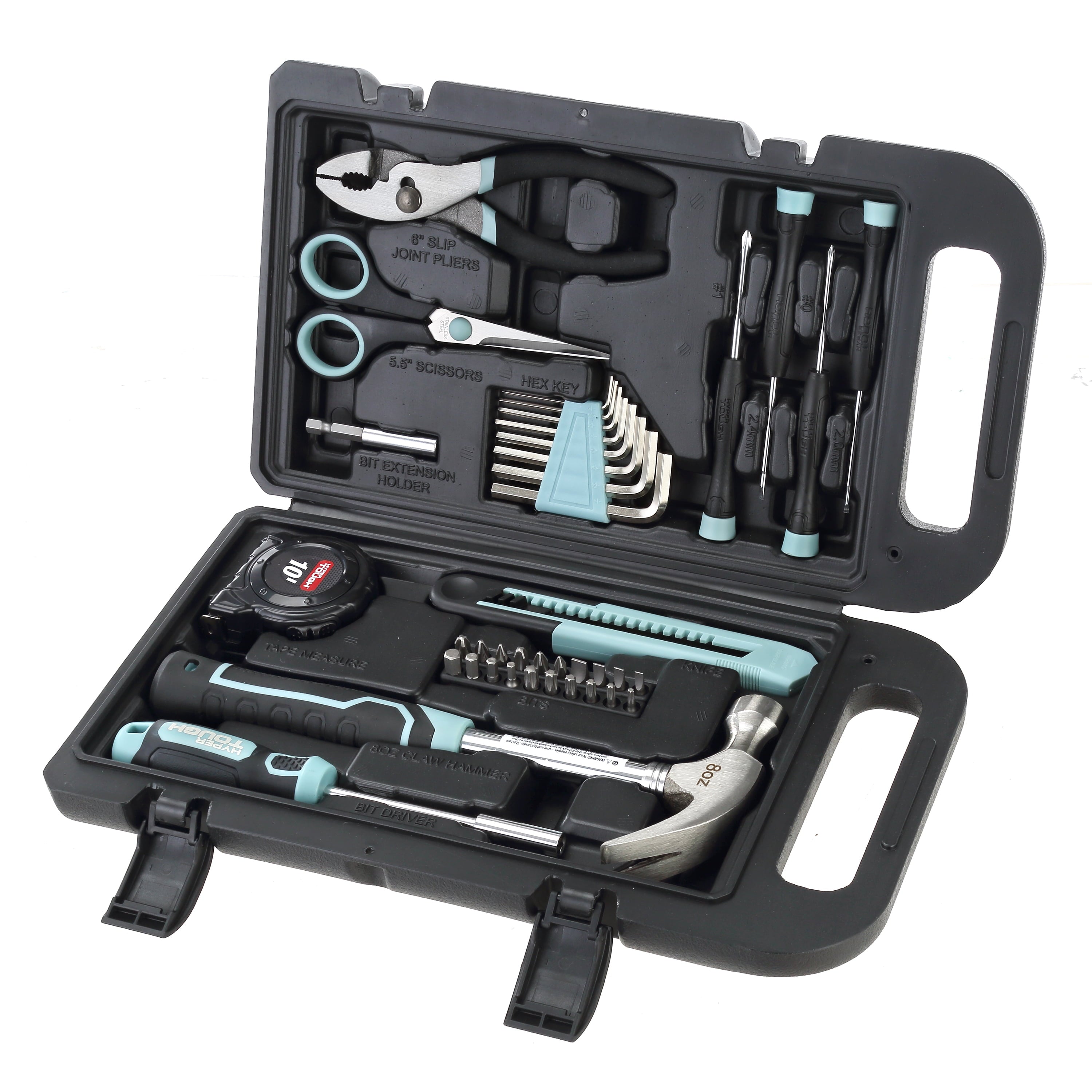 40-Piece Seafoam Household Tool Kit for Basic Repairs and Projects