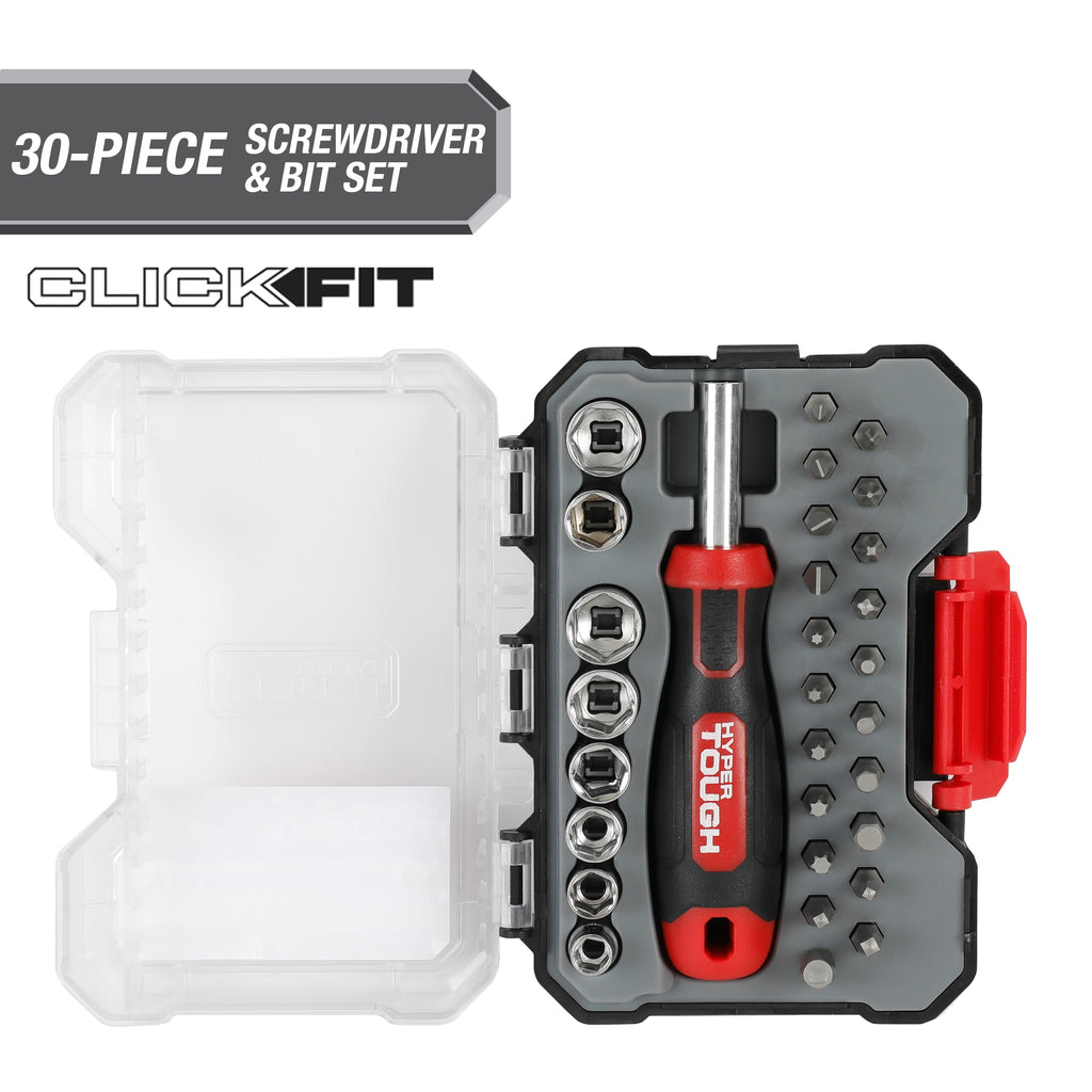 30-Piece Screwdriver Handle and Bit Set in Click Fit Case