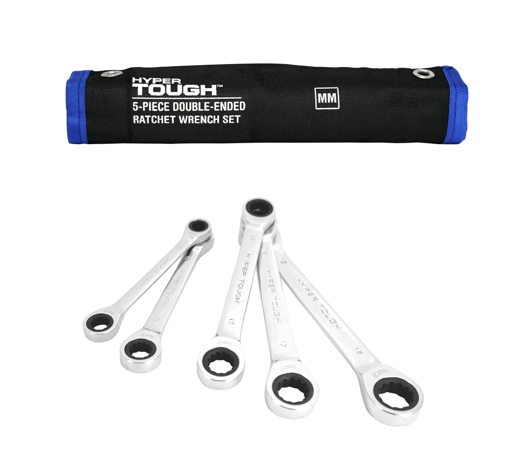 5-Piece Metric Double End Ratchet Wrench Tool Set, Hand Tools