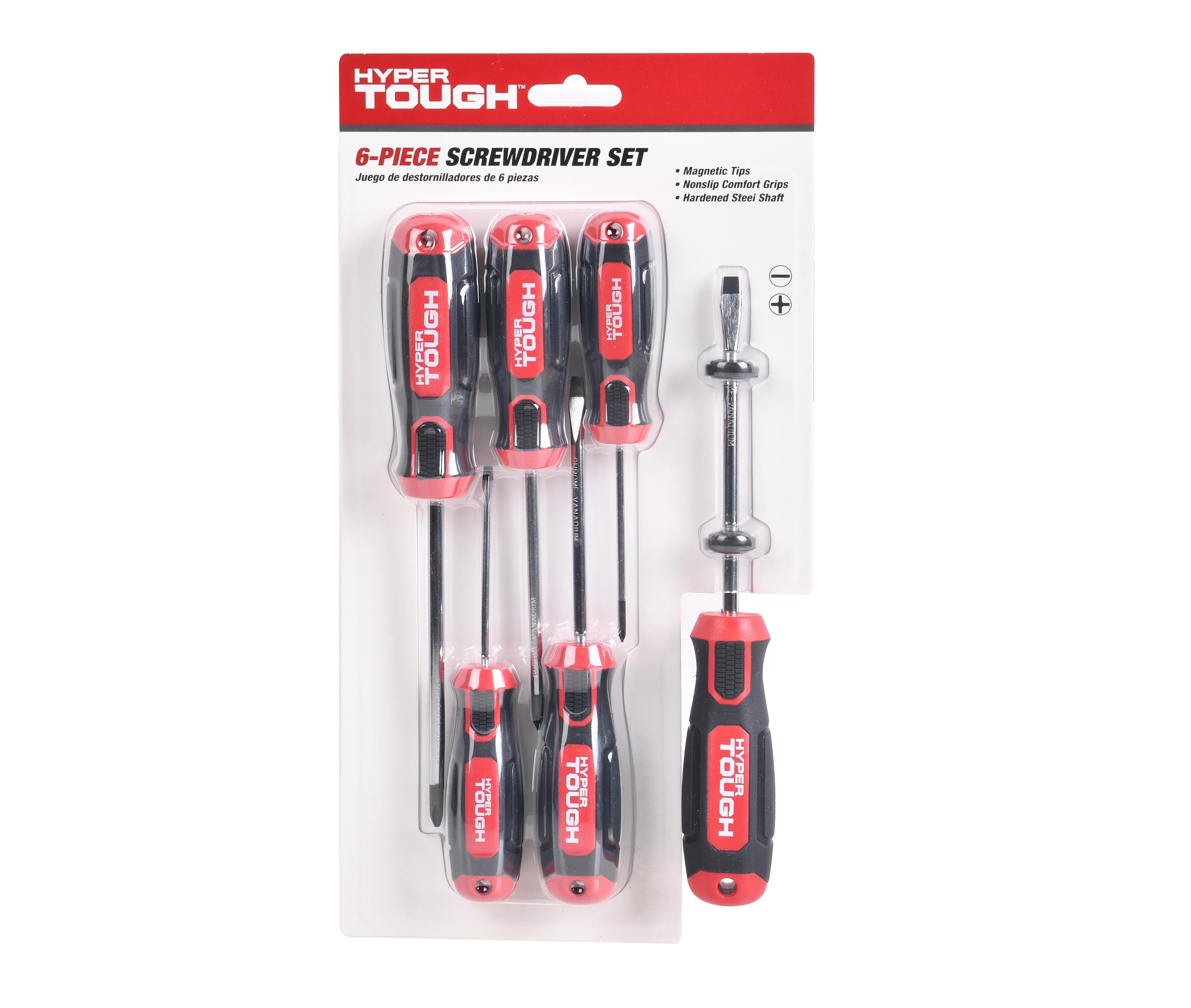 Heavy-Duty 6-Piece Full Size Steel Screwdriver Set, 0 V