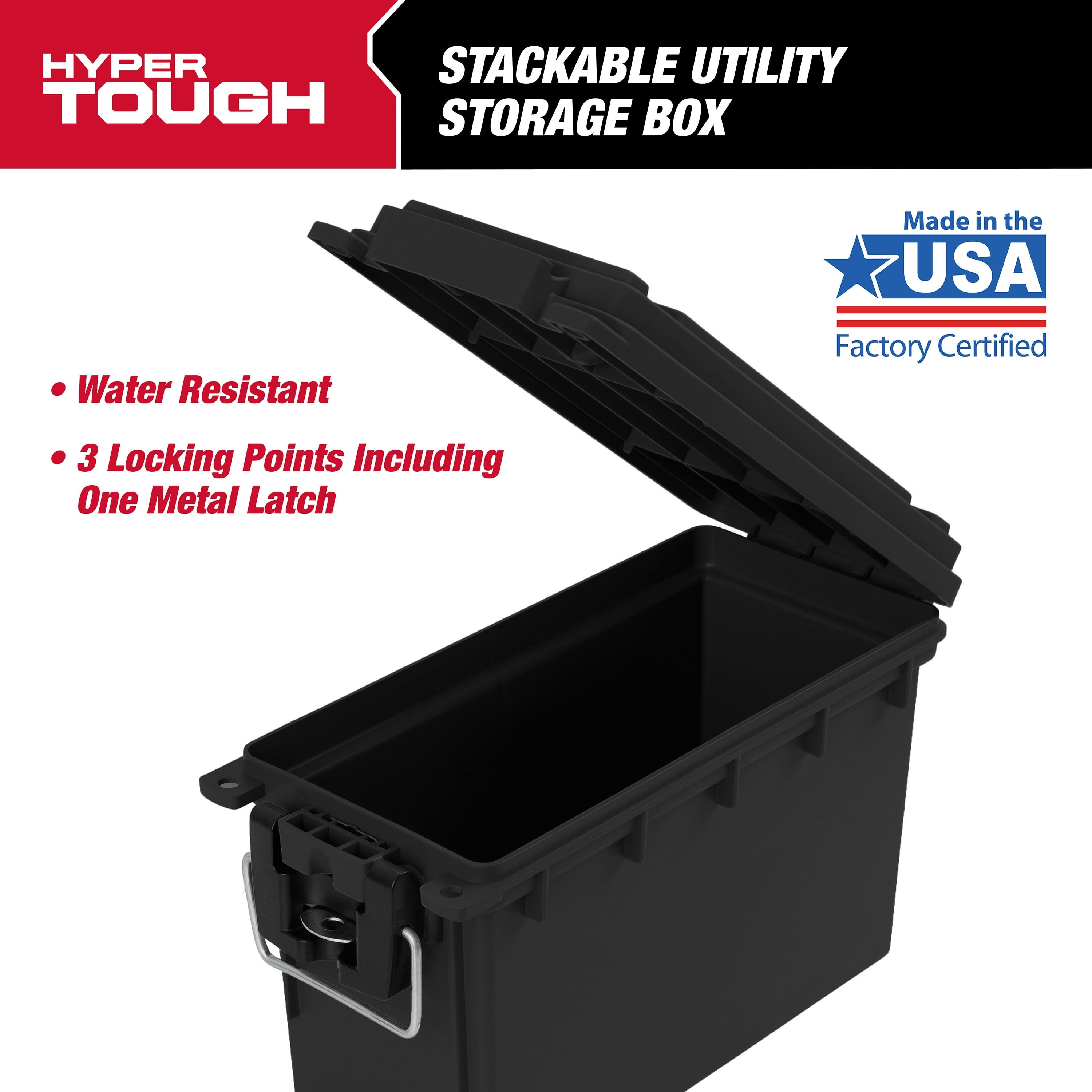 Locking and Stacking Utility and Tool Box, Black Organization Box