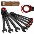 8-Piece Metric Ratcheting Wrench Set For Men: - Black Chrome Vanadium - Including Water-Resistant Wax Canva Bag - for...