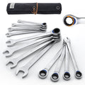 12-Piece Ratcheting Wrench Set, Metric 8-19mm, With Black Oxford Fabric Storage Bag for Motorcycle