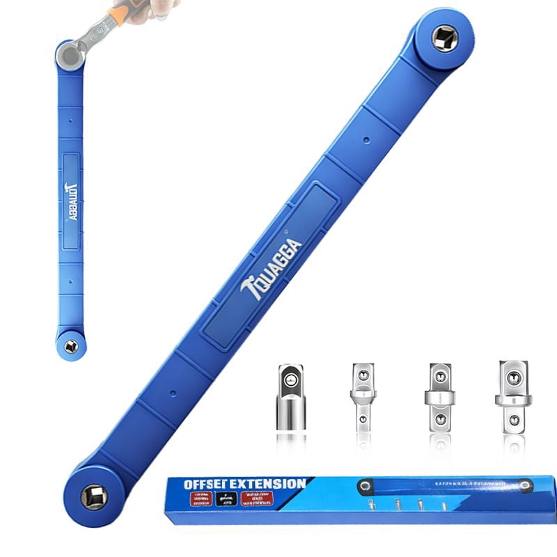 Extension Wrench Set for Tight Spaces, Universal Reach Extension Tool with 1/2", 3/8" & 1/4" Square Drive Adapters, Z...