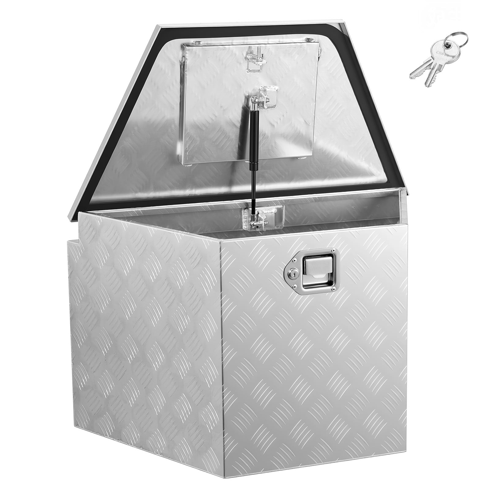 Aluminum Trailer Tongue Tool Box, 29" x 16.1" x 18" Storage Organizer with Lock & Keys, Durable Utility Chest for Tru...