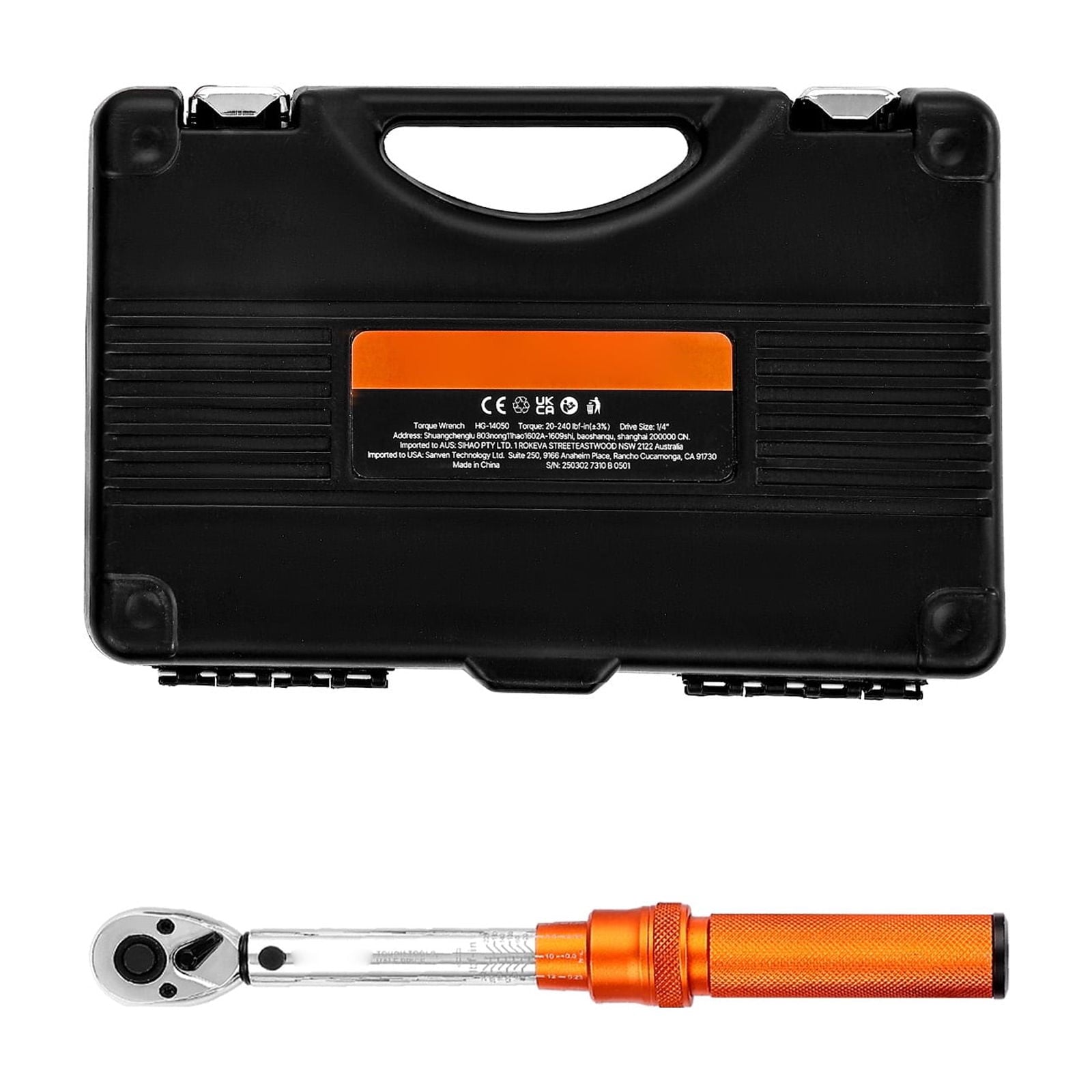 KFFKFF Click Torque Wrench Set, 1/4-Inch Drive, 20-240 lbf-in / 2.3-27.1 N.m, Dual-Direction with Dual Range Scales, 72-Tooth Design, 3% Acc