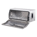 Durable Aluminum Truck Bed Tool Box, Striped Storage Box with Side Handle and T-Lock Keys, Organizer Chest for Traile...