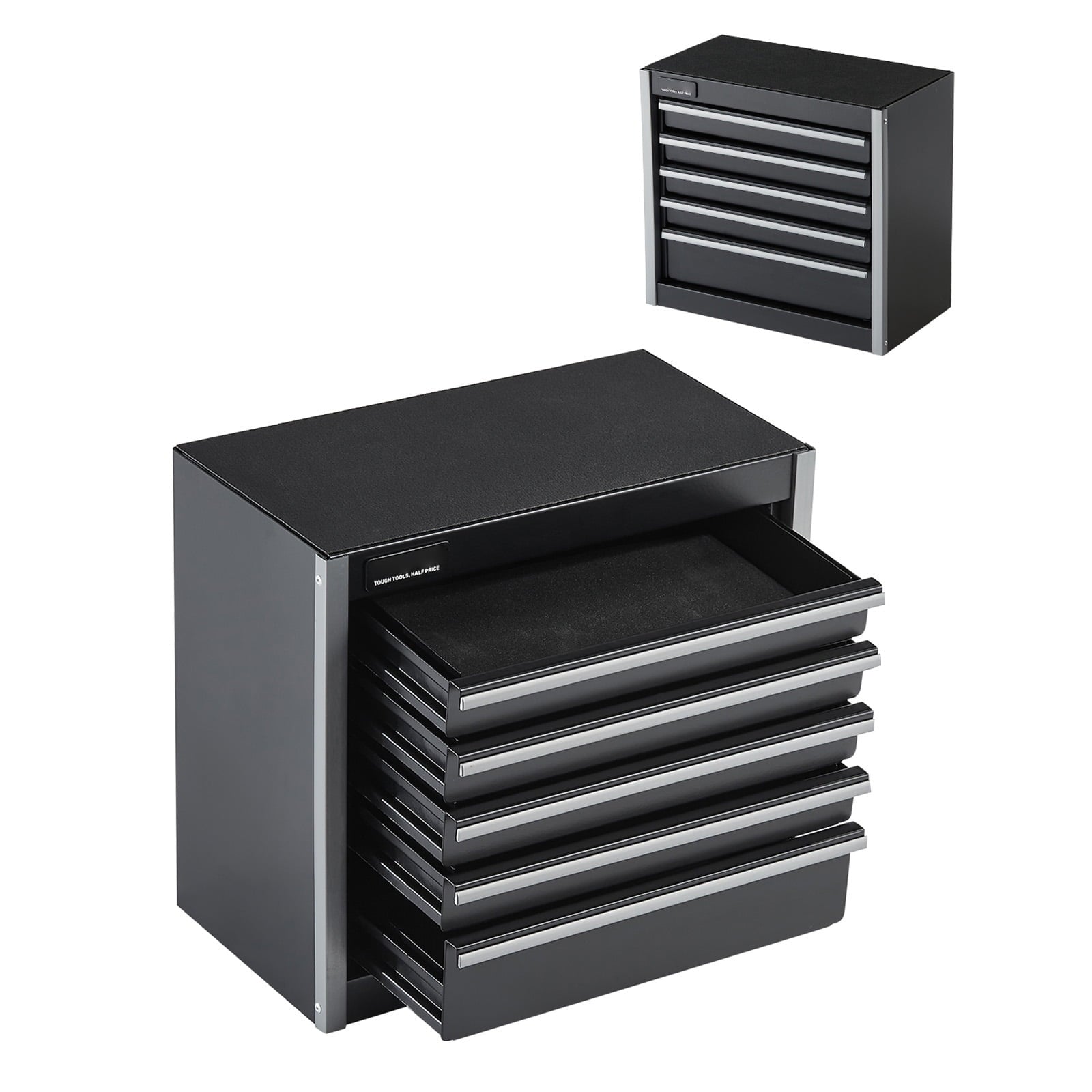 KFFKFF Portable Metal Tool Box, 8.6-inch, Compact Metal Tool Chest with 5 Drawers, Durable Steel Construction with EVA Liners and Non-Slip F