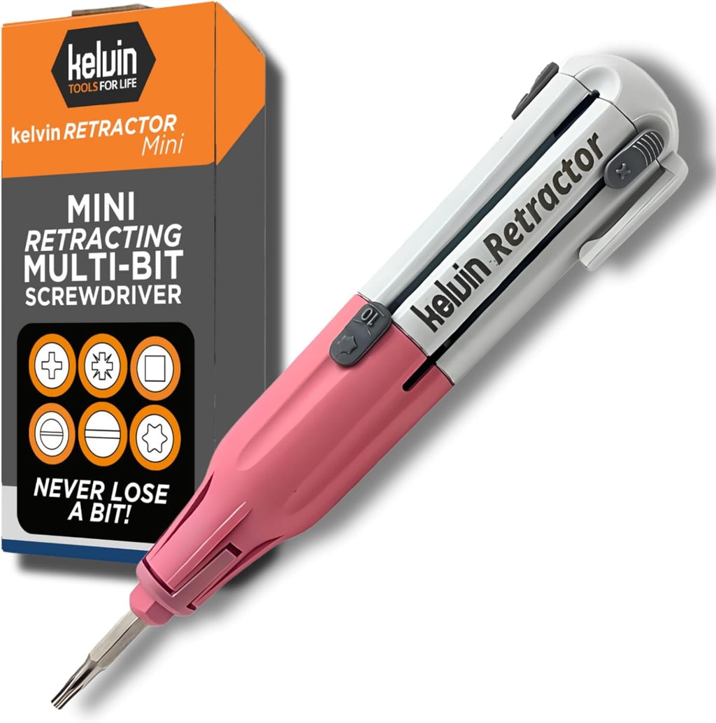 Kelvin Retractor Mini Precision Screwdriver Set, 6 in 1 Upgraded Retract-A-Bit Screwdriver, Multi Screwdriver Tool All in One for Glasses, E