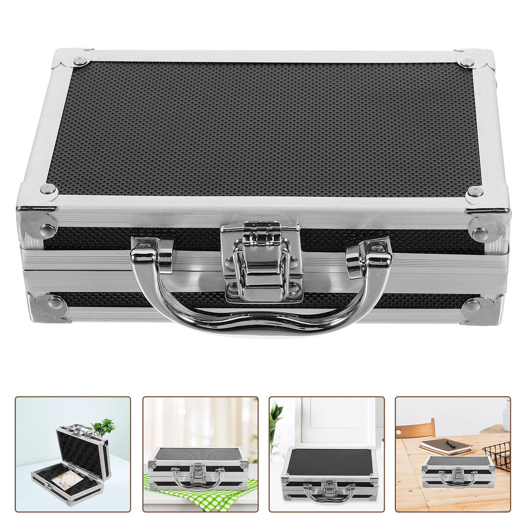 1Set Small Portable Tool Box Black Rectangular Shape with Fiberboard for Travel